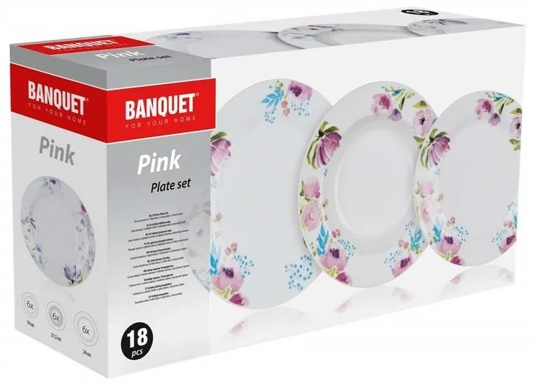 Set de masă Banquet 18-piese Pink Flowers