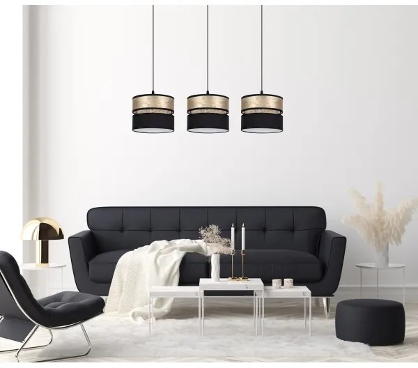 Lustră pe cablu LIMA 3xE27/60W/230V aurie/neagră