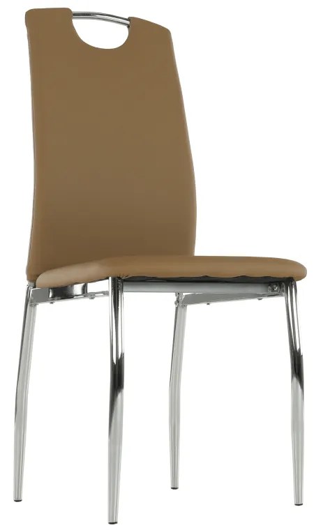 Scaun dining, piele ecologică bej/crom, ERVINA