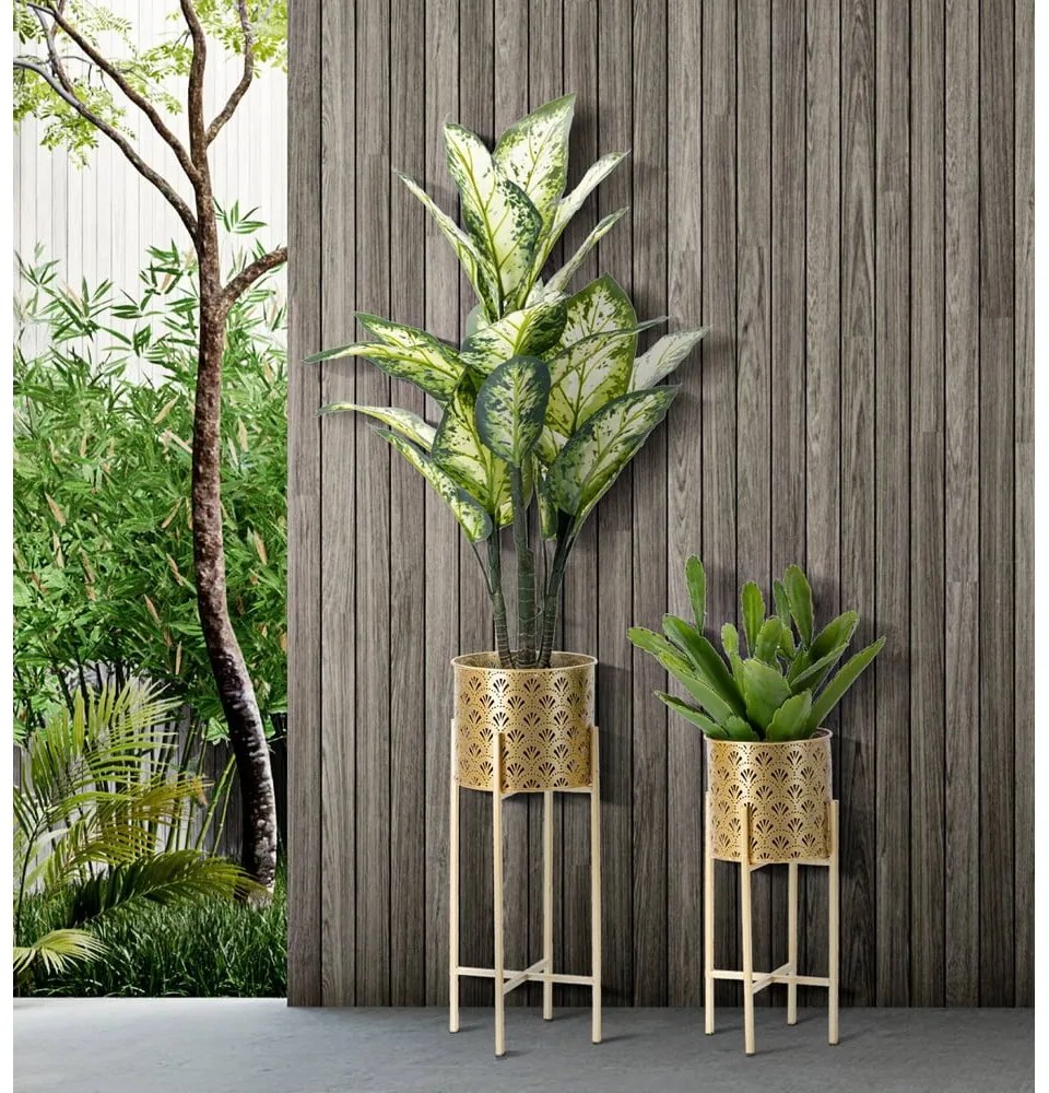 Set 2 suporturi pentru ghivece Mauro Ferretti Golvy, înălțime 52 cm, auriu