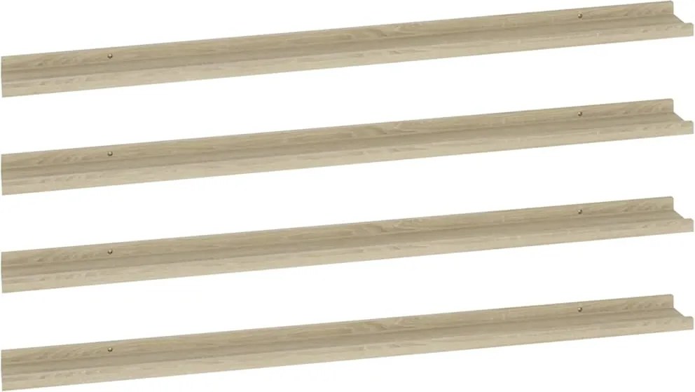 vidaXL Rafturi de perete, 4 buc., stejar sonoma, 115x9x3 cm