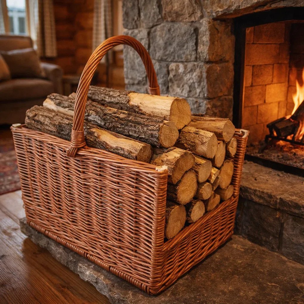 Set 2 cosuri pentru lemne din rachita ,   53x36x32 cm   44x28x28 cm