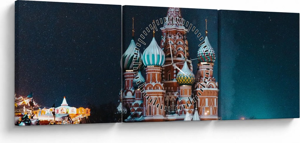 Tablou construcției din Rusia (cu ceas) (90x30 cm)