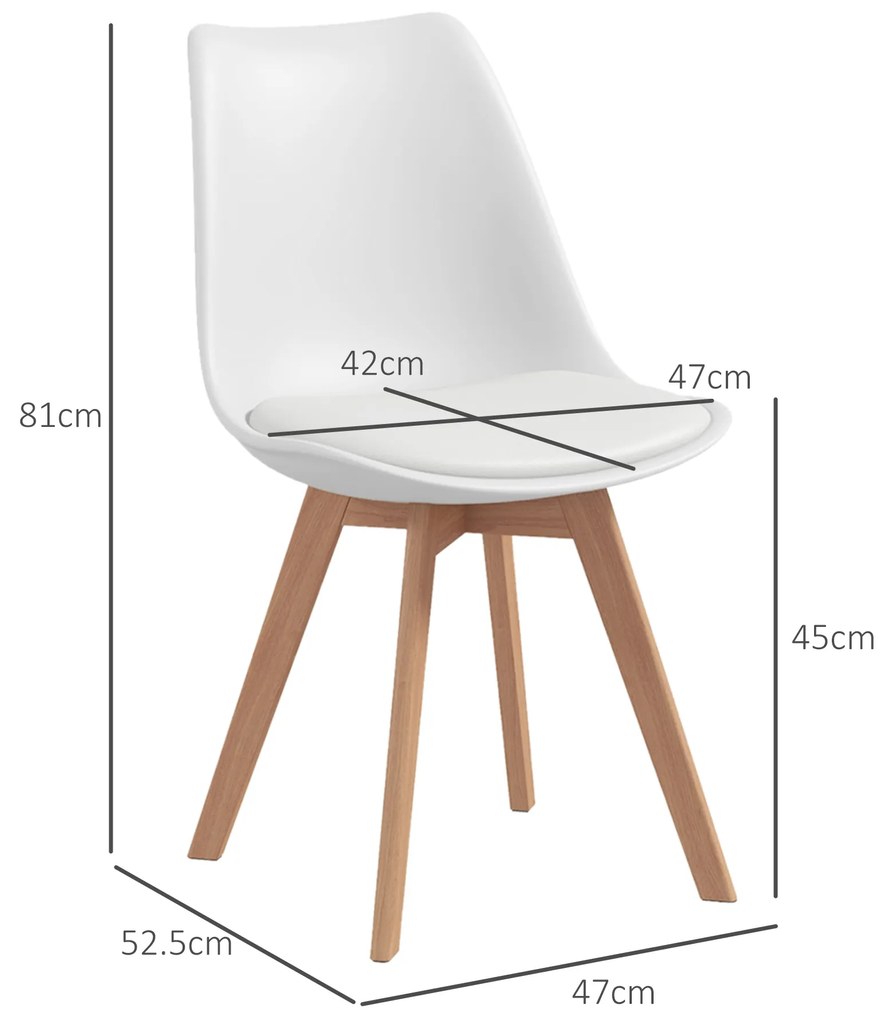 HOMCOM Set de 4 Scaune de Masa, Scaune Moderne de Bucatarie | Aosom Romania
