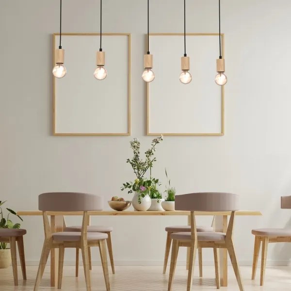 Lustră aplicată VIGA 5xE27/60W/230V lemn