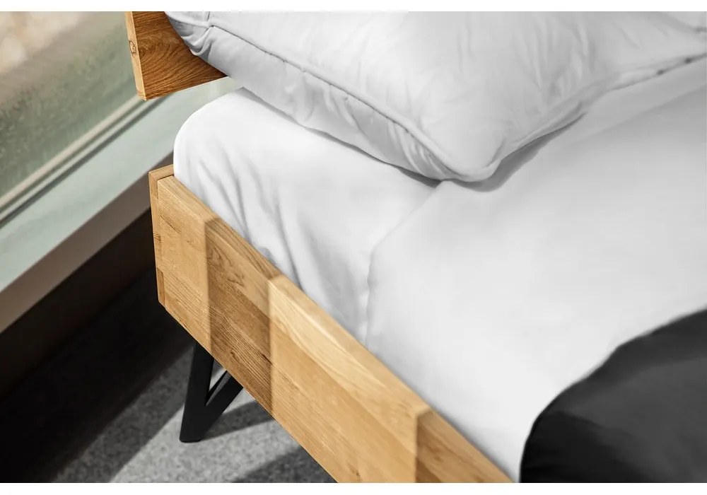 Pat dublu din lemn de stejar 140x200 cm Golo 2 - The Beds
