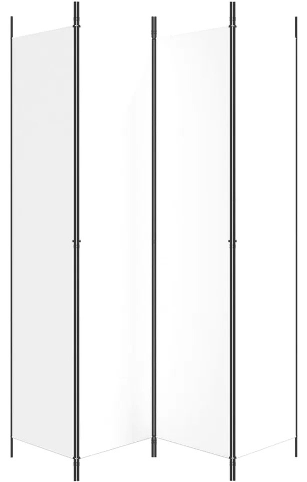 Paravan de camera cu 4 panouri, alb, 200x220 cm, textil Alb, 200 x 220 cm, 1