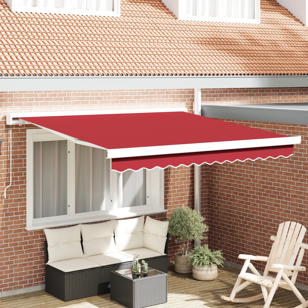 Markiză manuală retractabilă roșie 300x250 cm