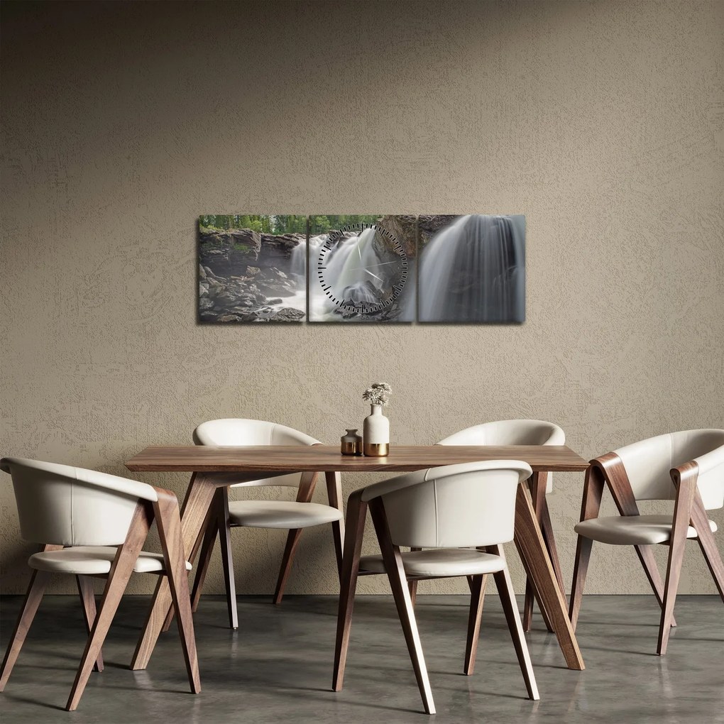 Tablou cu cascade (cu ceas) (90x30 cm)