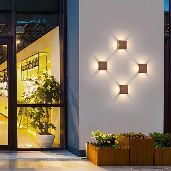 Brilagi - Aplică LED de exterior QUADRAY LED/6W/230V, decor lemn, IP54