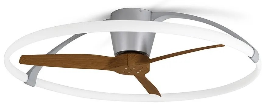 Lustra LED Smart cu Ventilator si telecomanda NEPAL nuc/argintiu