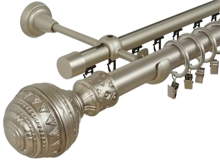Galerie dubla betina , teava neteda si profil,grosime 25 si 19mm, crom mat (Alege marime: 400 cm)