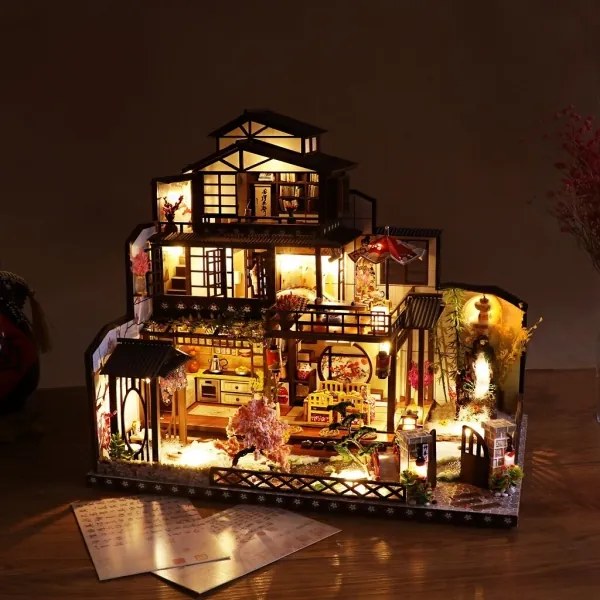 Casă miniaturală 2Kids Toys vilă îmbelșugată cu sakura 2xAAA