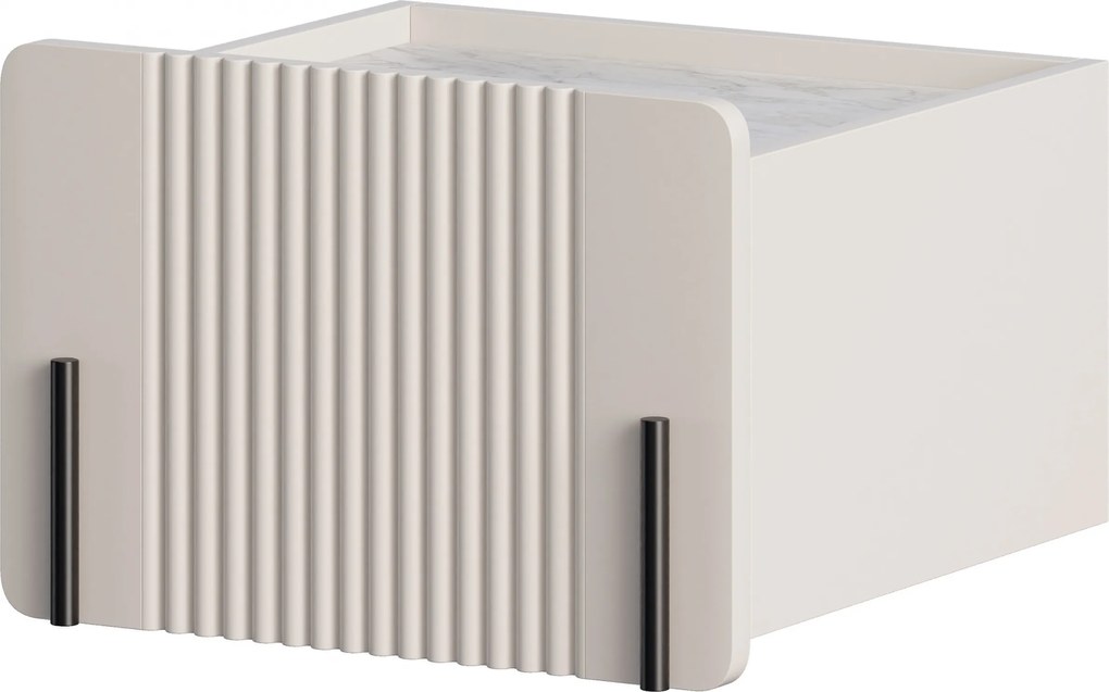 Noptieră Malmi 45 cm cu sertar - cașmir / alb crem / element negru