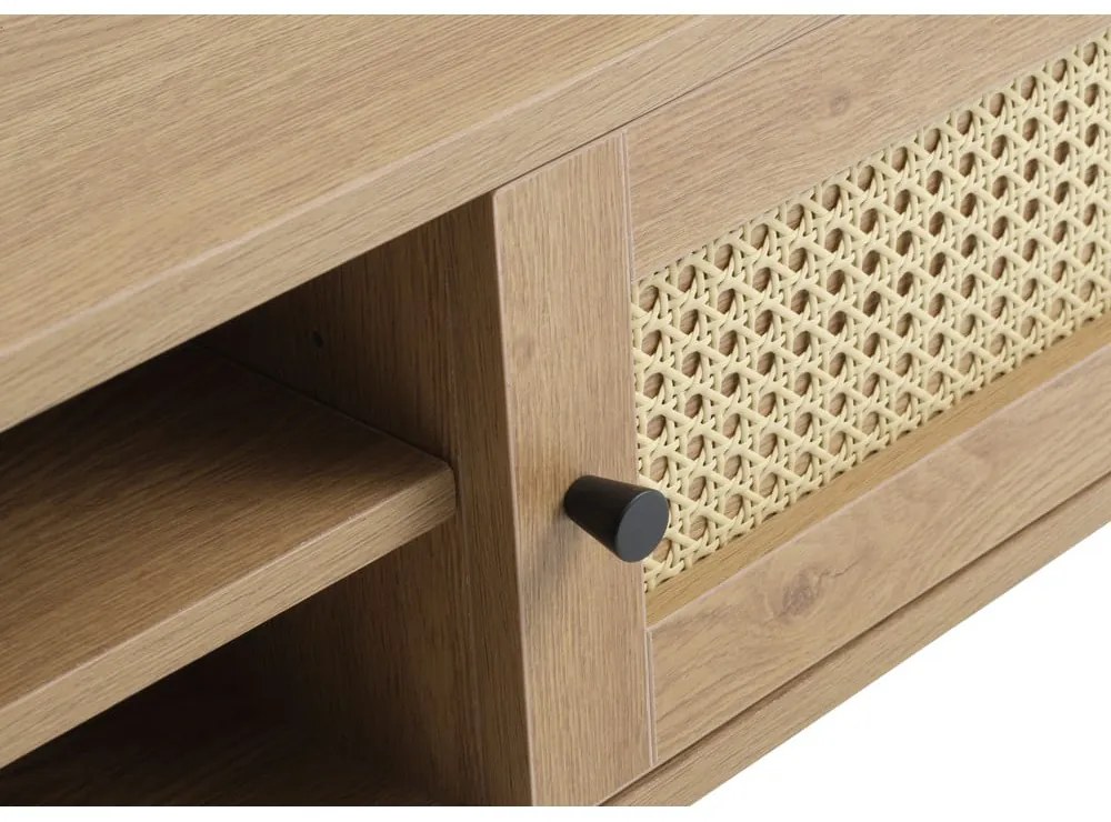 Comodă TV în culoare naturală cu aspect de lemn de stejar 120x43 cm Pensacola – Unique Furniture