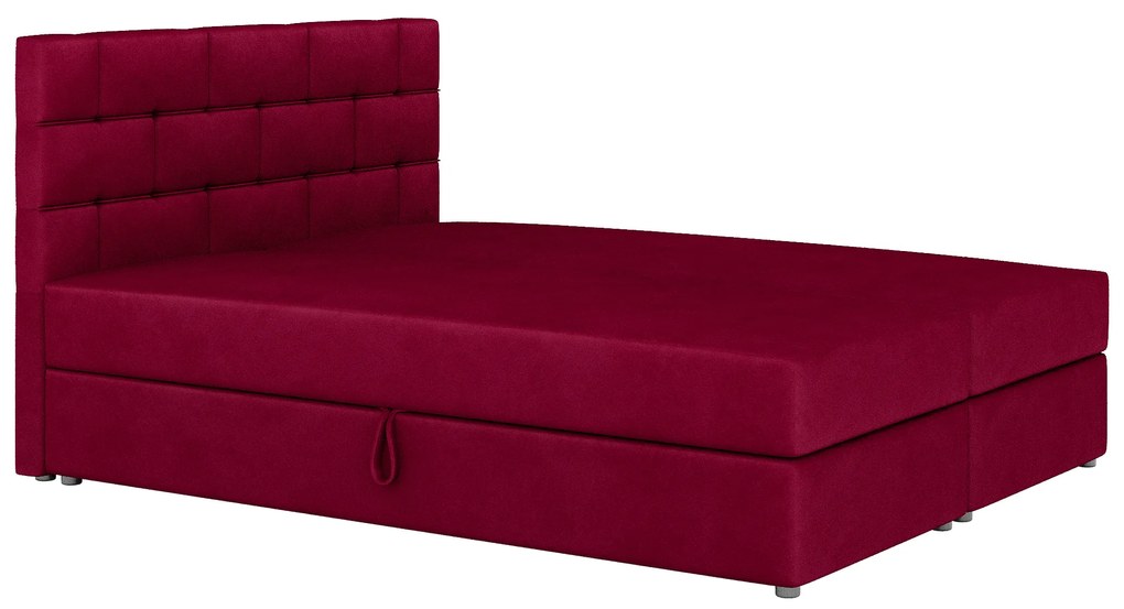 Pat matrimonial Boxspring 140x200 cm Waller Comfort (bordo) (cu somieră și saltea). 1056369