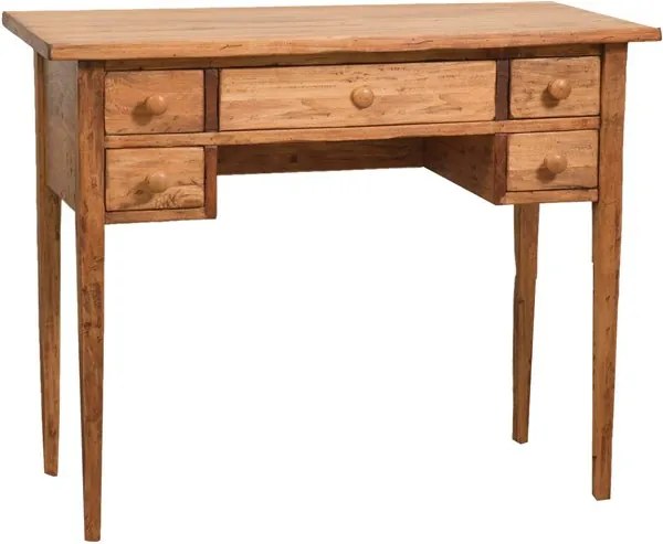 Birou, L100 48 H80 cm, 5 sertare, natur antic, lemn masiv