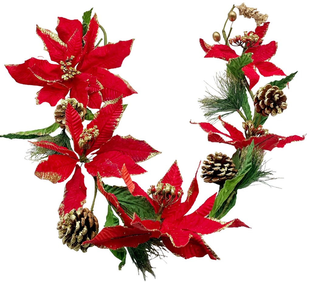 Ghirlanda Craciun cu craciunite si conuri BEAUTY, Rosu,100cm