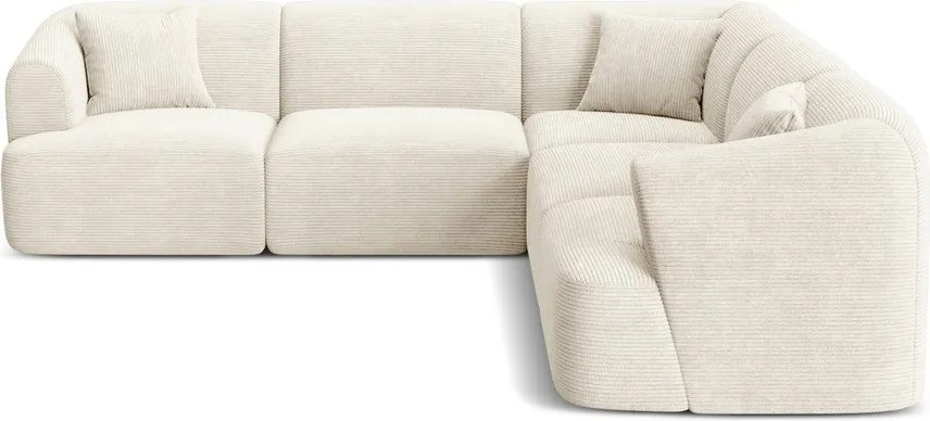 Colțar bej cu tapițerie din catifea reiată Campi – Cosmopolitan Design