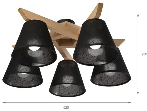 Lustră aplicată Brilagi ANTHONY 5xE14/40W/230V stejar/negru