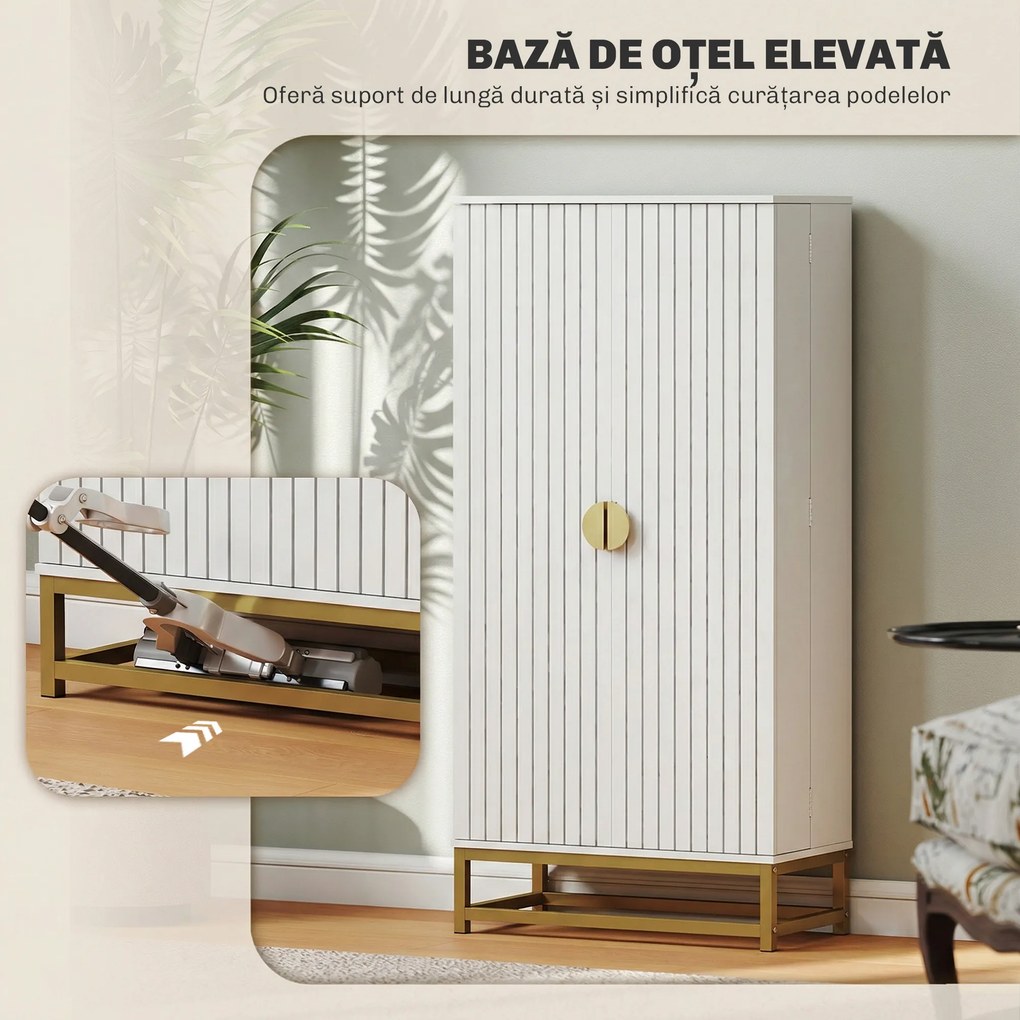HOMCOM Bufet de Bucătărie 119,5 cm cu 12 Rafturi pe Ușă, Albă | Aosom Romania