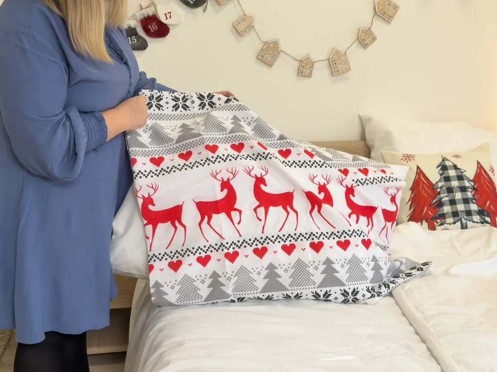 Lenjerie de pat din flanel DEER DREAMS albă Dimensiune lenjerie de pat: 70 x 90 cm | 140 x 220 cm