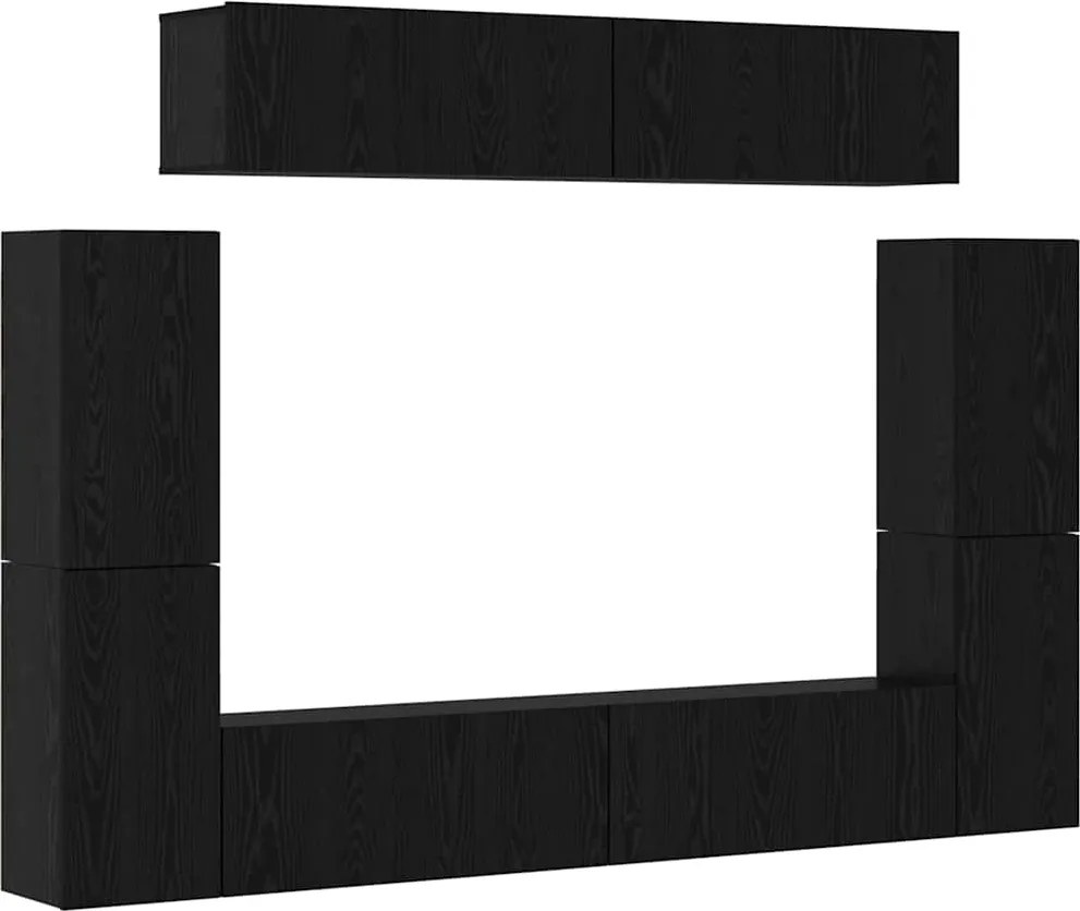 vidaXL Set comodă TV Pe perete 8 pcs Stejar negru Lemn compozit