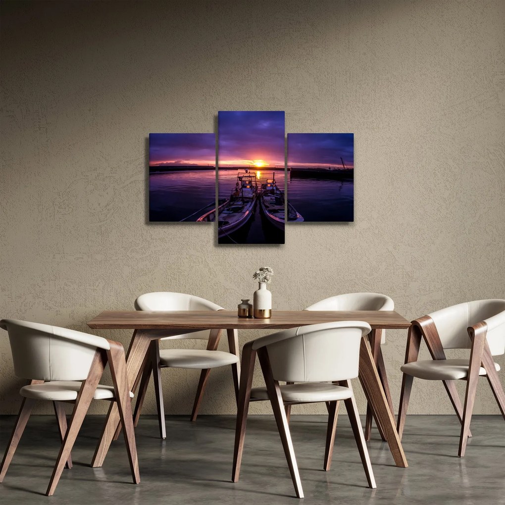 Tablou cu barci pescărești în port (90x60 cm)