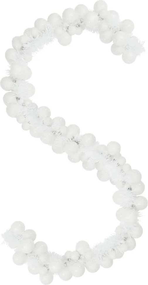vidaXL Ghirlandă cu Bile de Crăciun Alb 186 cm Polistiren