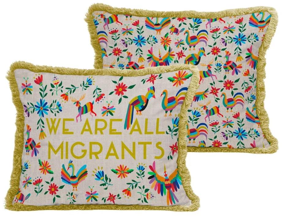 Pernă decorativă cu amestec de in Madre Selva Migrants, 50 x 35 cm