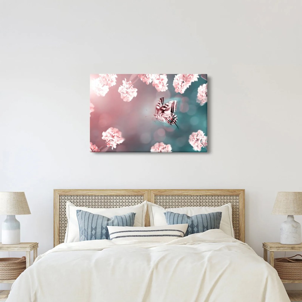 Tablou - Fluture între flori (90x60 cm)