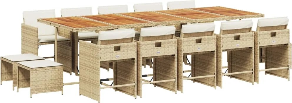 vidaXL Set mobilier de grădină cu perne, 15 piese, bej, poliratan