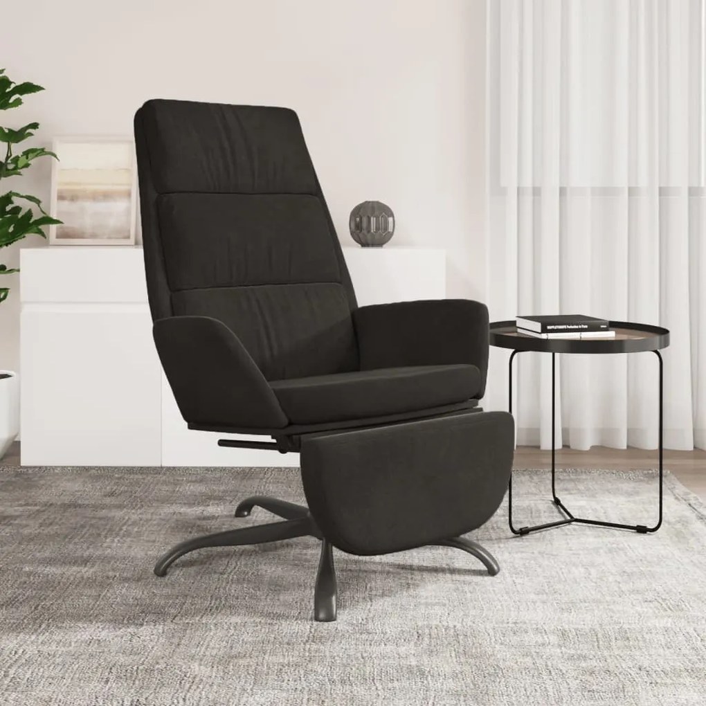 3097914 vidaXL Scaun de relaxare cu taburet, negru, catifea