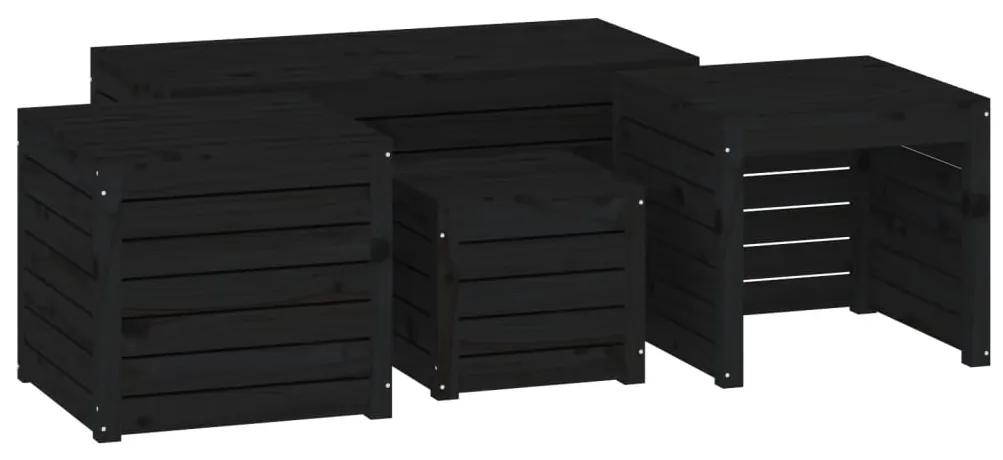 3154670 vidaXL Set cutii de grădină, 4 piese, negru, lemn masiv de pin