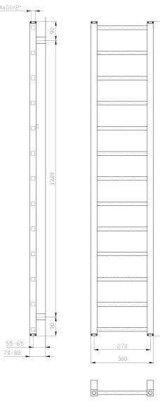 Sapho - Radiator de baie METRO LIGHT 276W 30x150 cm alb