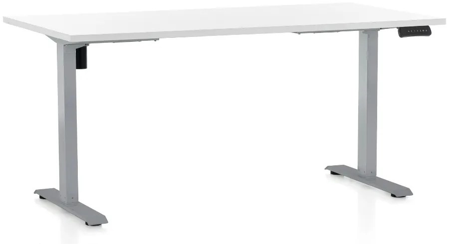 Masa inaltime reglabila OfficeTech B, 160 x 80 cm, bază gri, alb