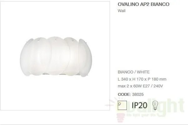 Aplica de perete moderna OVALINO AP2 BIANCO 038025