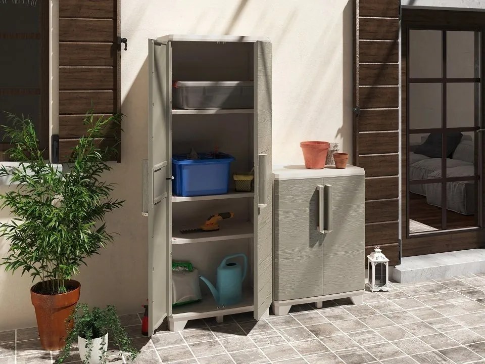 Dulap din plastic WOOD GRAIN LOW , 97 x 68 x 39 cm