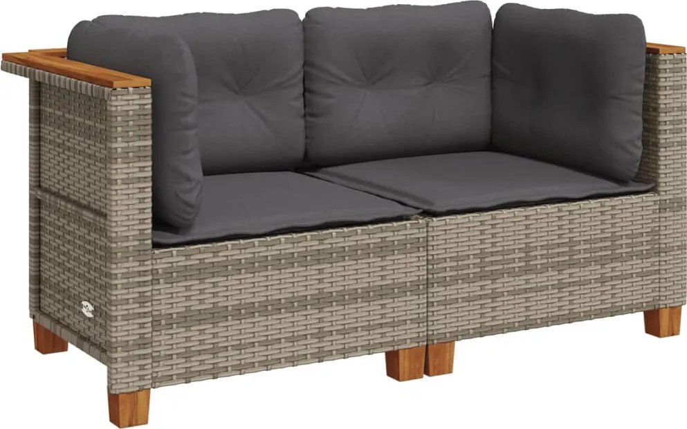 vidaXL Canapele de colț de grădină cu perne, 2 buc., gri, poliratan