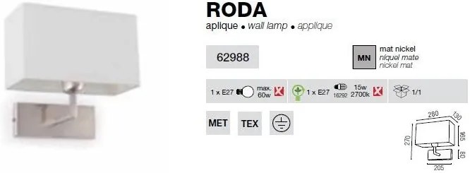 Aplica de perete Roda 62988