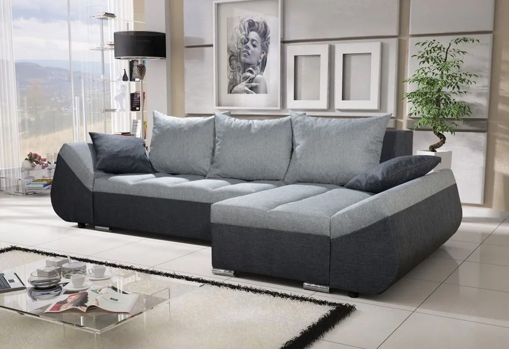 Supermobel Colțar KORFU, 271x131, Microfibră, 46 roșu/04 negru