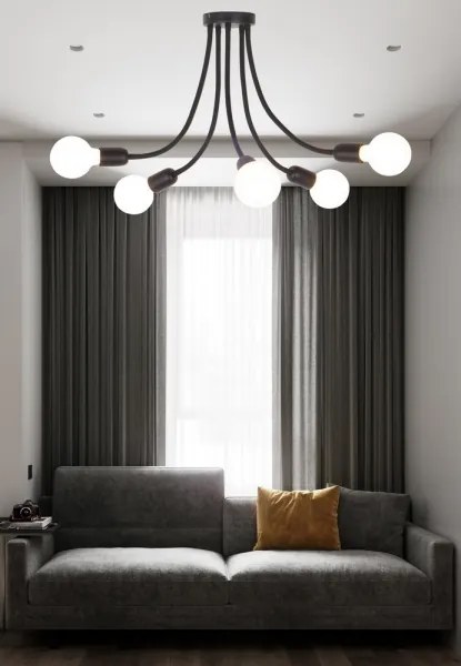 Top Light Galileo 5 C - Lustră pe tijă 5xE27/40W/230V negru