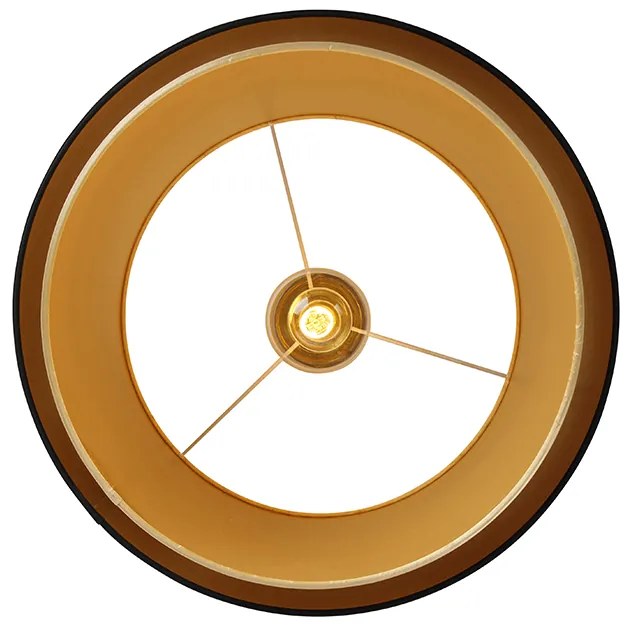 Plafoniera moderna neagra cu auriu 47 cm cu abajur dublu - Combi