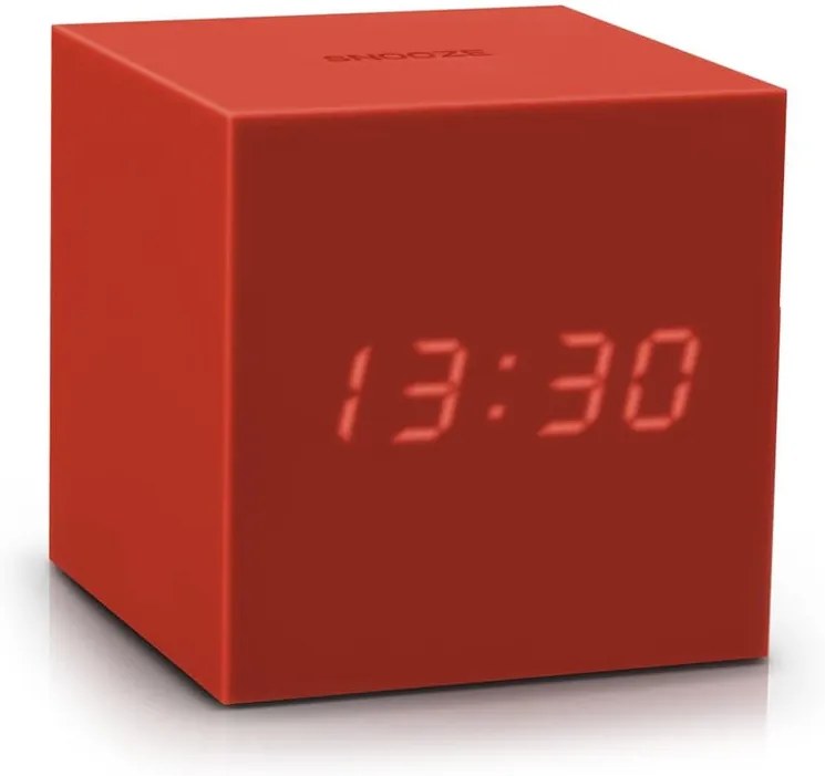 Ceas deșteptător cu LED Gingko Gravity Cube, roșu