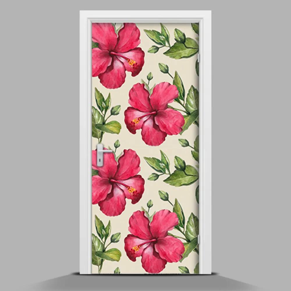 Autocolant de uși Flori roz