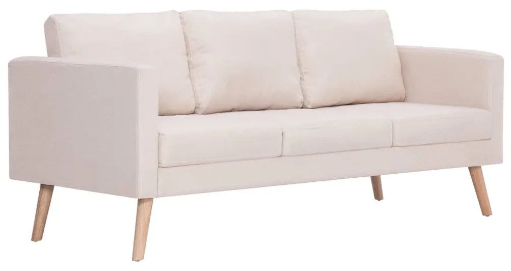 281352 vidaXL Canapea cu 3 locuri, crem, material textil