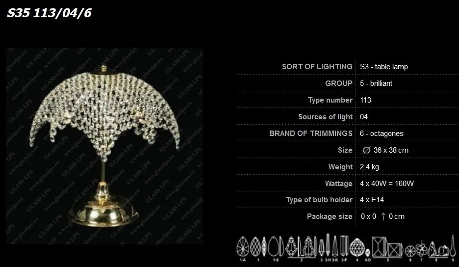 Veioza, lampa de masa LUX cristal Bohemia S35 113/04/6