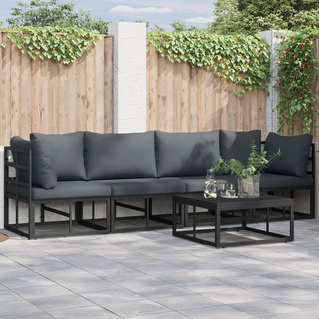 vidaXL Set de canapele pentru grădină 4 pcs Negru 283 x 71.5 x 71 cm
