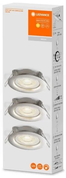 Ledvance - Set de 3 spoturi LED încastrate SIMPLE, reglabile, 4,9W/230V