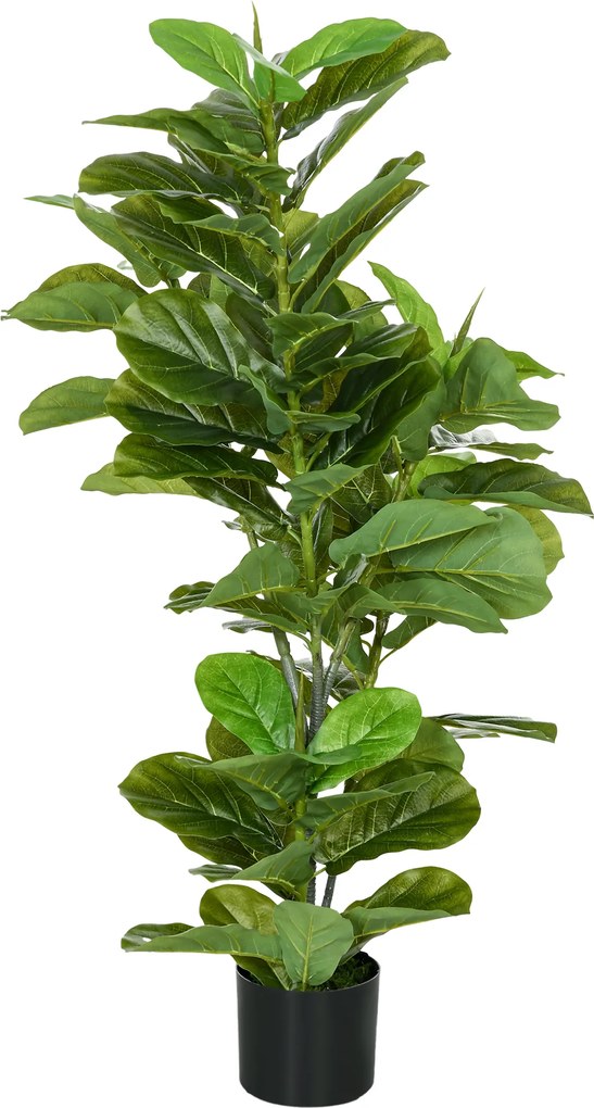 HOMCOM Plantă Ficus artificială, înălțime 110 cm cu 90 de frunze și ghiveci pentru living | Aosom Romania